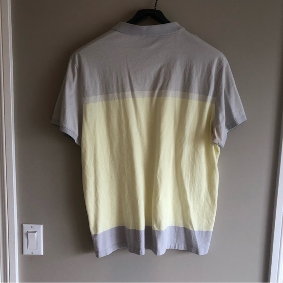 Calvin Klein Golf Shirt in pretty pale yellow with grey contrast - Picture 7 of 8